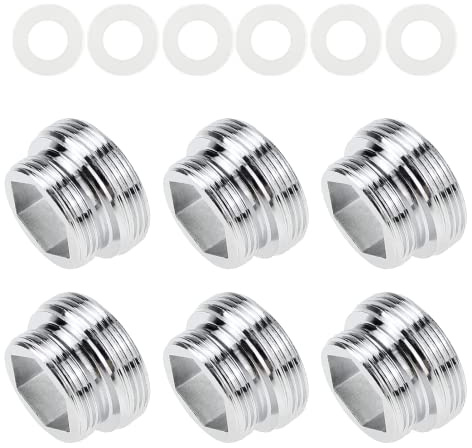 6 Stück Metall Wasserhahn Adapter, M22 zu M18 Aussengewinde Bubbler Mit Gummidichtung für Wasserfilter