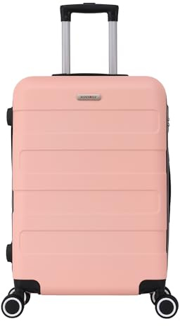 TROLLEY ADC Maleta Mediana - 65x41x26 cm, 65 L Maleta de Viaje, ABS Ligero y Resistente, 4 Ruedas Dobles Silenciosas 360, Candado de Combinación - Colección Tropic - Rosa Salmón