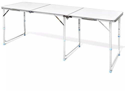 Chenshu Campingtisch zusammenklappbar höhenverstellbar, Klapptisch, Camping Tisch, Tapeziertisch, Balkon Klapptisch, Beistelltisch, Campingmöbel, Aluminium 180 x 60 cm