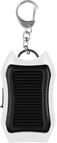 Solar Power Bank Keychain, 1200mAh Solar Charger Keychain with 3 LED Mini Portable Solar Panel Charger for Cellphone Tablet Electronic Devices, Portable Charger with Carabiner(white)