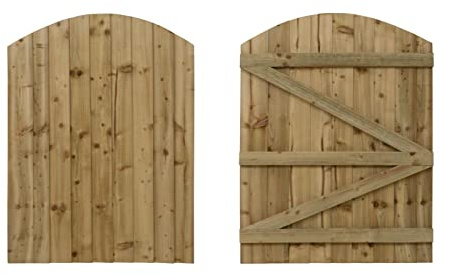 Featheredge Arch top, Wooden Garden and Side Gates (v3)(H-900, W-1150, Natural (Light Green) Finish)