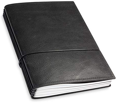X17-Lehrerkalender/Lehrerplaner A5| 2026-2027, schwarz, aus Leder. Austauschbar: 4 Hefte: Schulkalender + Schülerlisten + linierte Notizen. Made in Germany.