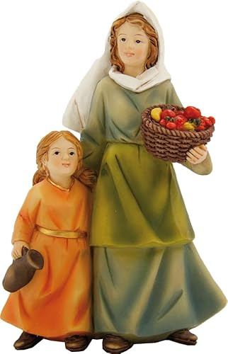 FADEDA Madre con niño Pesebre Figuras Navideñas/Altura: 10cm/Pintado a Mano/Figuras de belén detalladas decoración de Mesa navideña Accesorios de belén