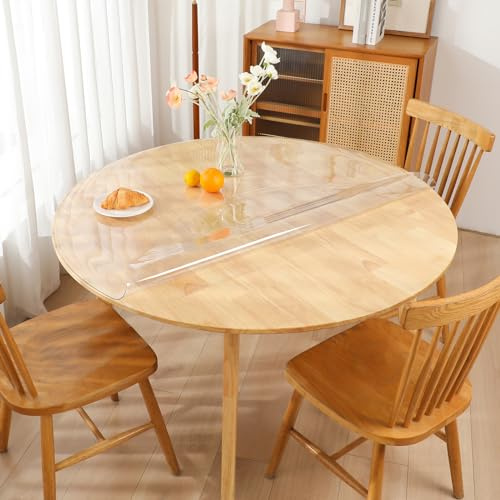 TIEHAN Tovaglie Rotonde in PVC, Copertura per Tavolo Rotonda Trasparente con Diametro di 1,5 MM，110CM, Tovagliette in Plastica Impermeabili, Protezione per Tavolo