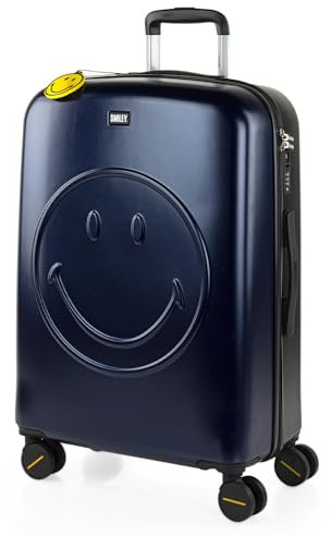 Smiley Originals - Koffer Mittelgroß - PC hochwertiger und Stabiler reisekoffer mit Rollen - Koffer Mittelgroß 4 Rollen Leicht mit Kombinationsschloss, Schwarz