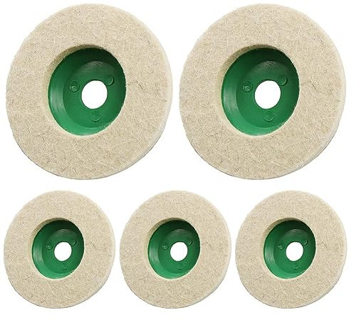 ARVALOLET Juego de 5 discos pulidores de lana, 10,2 cm, resistentes al desgaste, para amoladora angular, coche y metal