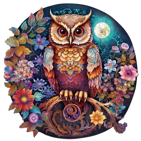 Jigfoxy Wooden Jigsaw Puzzles for Adults, Owl Wooden Puzzles 270pcs, Unique Animal Shape Wood Puzzle, Birthday Gifts for Family Friend(13.3 * 13.4in)