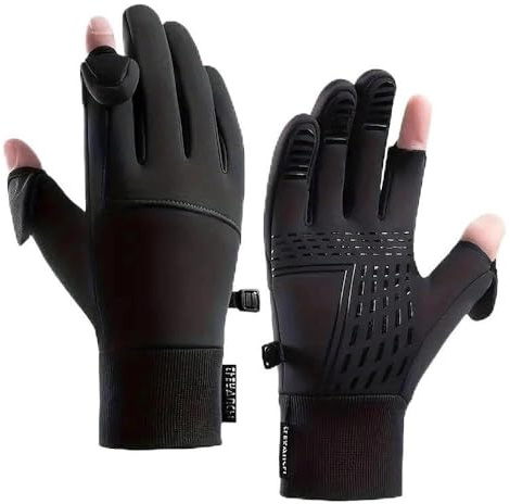 2XK-NOV Fingerless Gloves for Men - Winter Thermal Water-repellent Touch Screen Fishing Gloves for Women, Cycling, Driving, Running, Working (Measure your palm circumference before purchasing) (XXL)