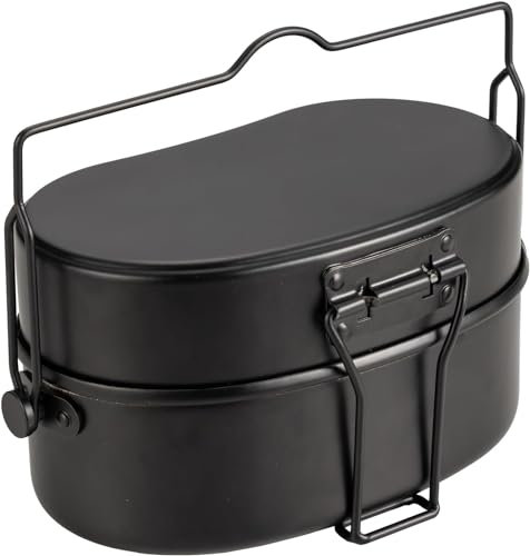 TIYASTUN Camping Kochgeschirr Outdoor Camping Kochset Camping Topfset Outdoor Geschirr Lunchbox Bundeswehr Kochgeschirr Pfadfinder Lunchbox Mess kit Mess tin Aluminium 1.1L
