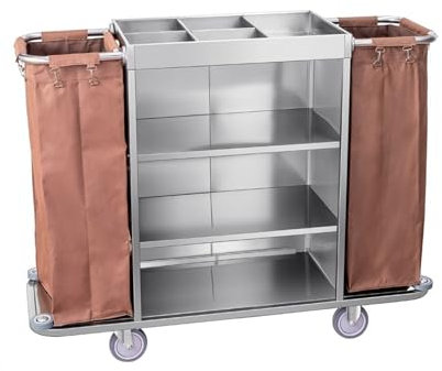 Hotel-Gästezimmer, Edelstahl, multifunktionaler Schubtuchwagen, Reinigungswagen, Gästezimmer-Mundarbeits-Servicewagen(A)