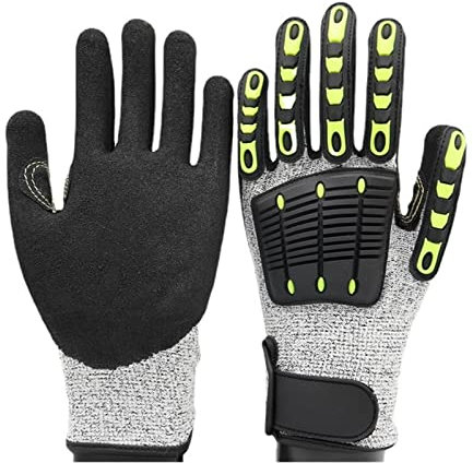 JOLIANE Hochleistungs-Schnittschutzhandschuhe Anti-Schlag-Vibrations-Öl-Sicherheits-Arbeitshandschuhe Schnittschutz-Stoßdämpfung Mechanische Schlagfestigkeit Resi - Arbeitshandschuhe(XL)