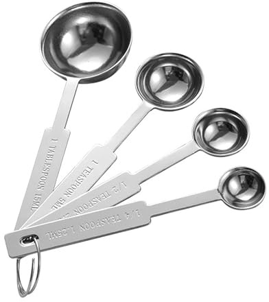 duoyif Messlöffel Aus Edelstahl, 4 Stück Dosierlöffel Set 15ml 5ml 2,5ml 1,25ml, Klein Löffel Kaffeelöffel Teelöffel Mit Messlineal, Measuring Löffel Zum Backen Pulver Gewürze Kaffee (Silber, spoons)
