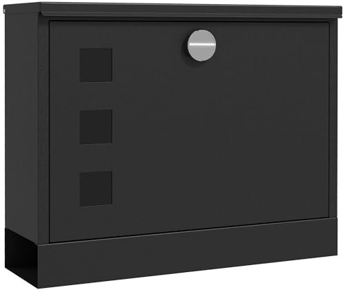HOMCOM Boite aux Lettres Murale Moderne en métal, boîte aux Lettres extérieure verrouillable 2 clés fournis, avec matériel de Montage, 36,5 x 11,5 x 29 cm, Gris Anthracite