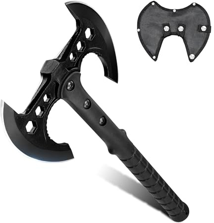 Dream Reach Axt Beil Doppelaxt Camping Axt Outdoor Mit Schwarzem Fasergriff für Bushcraft Wald Garten Männer Geschenke