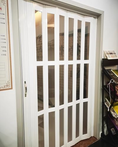 Falttür PVC-Falttüren für Kleine Räume, Falttüren für Kleiderschrank, Badezimmer, Schlafzimmer, Küche, Tür mit Griff, Sondergröße, Beschläge Inklusive(50x80in (127x203cm))