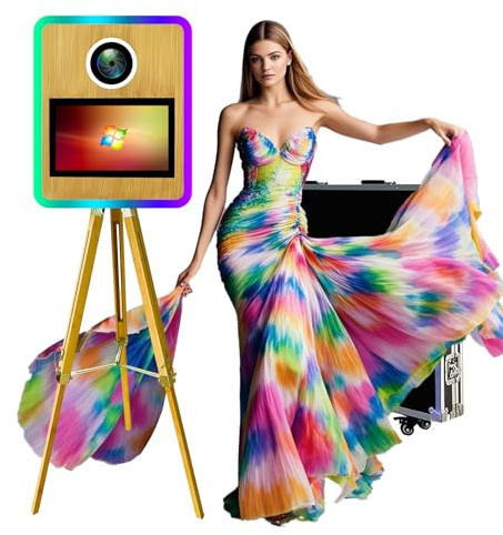 DSLR-Fotokabinen-Maschine, tragbar, 39,6 cm (15,6 Zoll) Touchscreen, Selfie-Kamera, Fotokabine mit Flugtasche, für Hochzeiten, Partys, Veranstaltungen (Fotoautomaten)