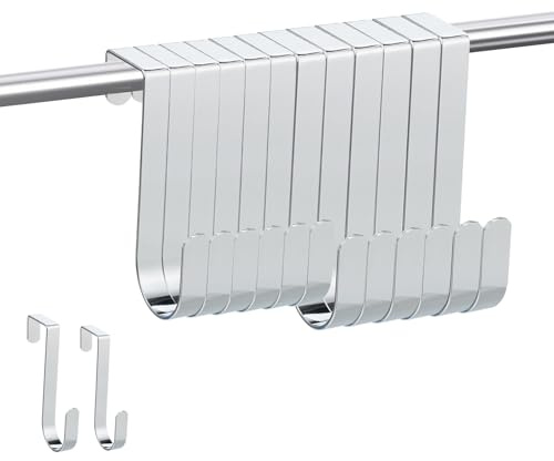 HSYTEK 12 Stück Hängehaken, Mehrzweck Türhaken, Zwei Modelle von Kleiderhaken Tür, Haken zum Einhängen für Schränke, Türen und Kleiderstangen, Silber