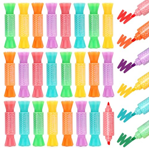 ARCROS Mitgebsel Kindergeburtstag, 30 Stück Dot Mini Textmarker Gastgeschenke, Mini Textmarker Set für Mitgebsel Kindergeburtstag 5 6 7 8 9 10 Jahre