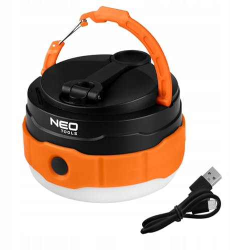 NEO TOOLS Campinglampe 500 lumen, LED Camping Laterne Tragbare Camping Licht, 4 Helligkeiten Campingleuchte Zeltlampe für Camping, Wandern, Notfall usw, Notfallleuchte für Camping, Stromausfall