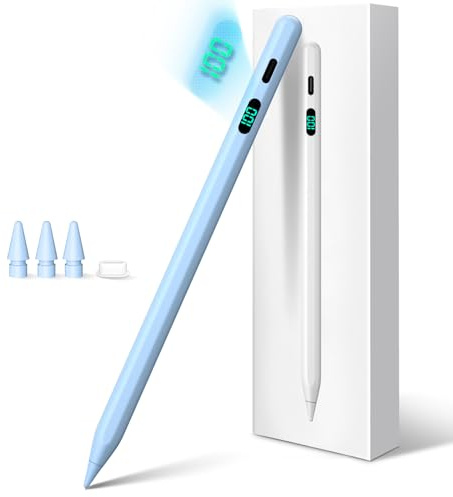 Pencil für iPad, Stylus-Stift mit LED-Ladeanzeige, 2X Schnellladung | Akkustand jederzeit ablesbar, schreiben & zeichnen wie echt, Handballenabweisung für Komfort, ideal für Notizen & Büro