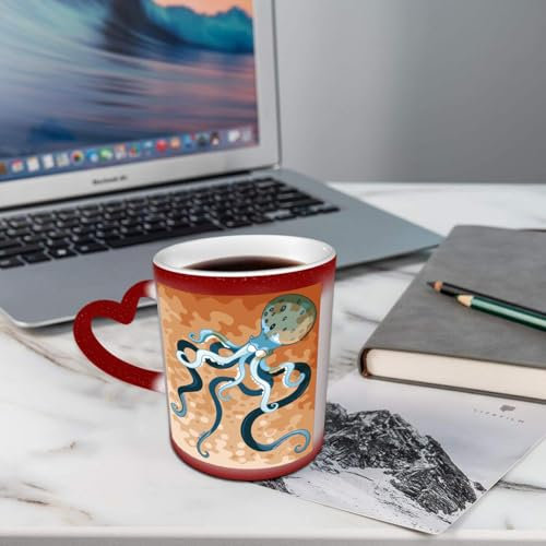 AELKSP Tazza Caffe Latte Te in Ceramica, 330 Ml Tazza Magica, Tazza Divertenti,Tazza colazione originale, tazza regalo, Polpo gigante con zampe lunghe