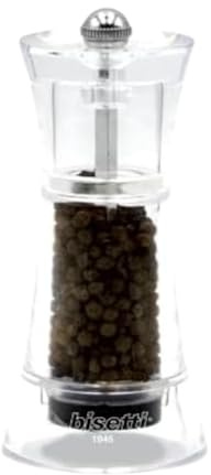 Macina Pepe Manuale Verona in Acrilico 17,5 cm, Macinino Manuale per Pepe con Macina in Acciaio Temprato per Macinatura Precisa, Trita Pepe Resistente, Elegante e Made in Italy - BISETTI