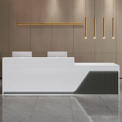 YUGXTH Empfangstheke, Empfangstresen mit Abschließbarer Schublade und Licht, Einfacher Kassenschalter für Den Einzelhandel, Rezeptionstresen Aus Holz, für Das Kassenbüro Im Salon(Dark gray,120cm/47.2i