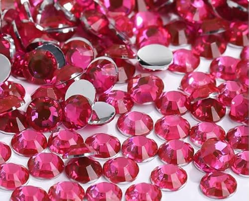 Yixinly 3000 pezzi SS20 5 mm strass, cristalli rotondi per unghie, decorazione fai da te, abbigliamento, custodie per cellulari, scarpe, borse (Fucsia)
