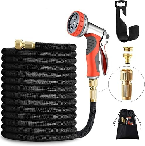 Hose Pipe,3X Expandable Garden Hose,100FT Hosepipe for Garden, Black Flexible Hose Pipe, Retractable Water Hoses, Expanding Hosepipe with Strongest Double Latex Core,with Metal Spray Gun