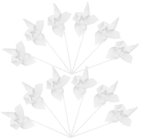 BESPORTBLE Moulins à Vent Vierges à Peindre pour Garçon et Filles – 12 Pièces 4 Pales Rondes – Papier Blanc – Activité Créative Extérieure Printemps – Bricolage Ludique et Décoration Jardin