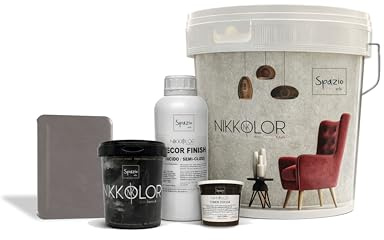 Nikkolor Kit Microcemento 8 m² per Pavimenti e Pareti - SemiLucido – 15 | Copre piastrelle e fughe senza demolire con spessore finale 2-3 mm - Finitura Semi-Lucida