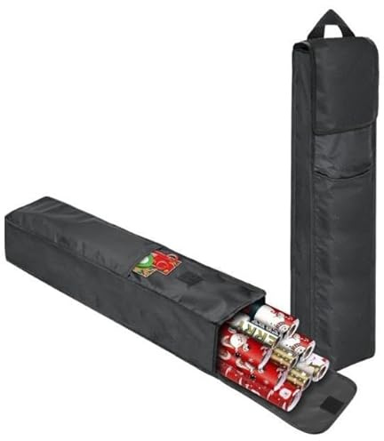 CHRI Presentpapper förvaring organisatör, 82 x 12 x 34 cm förvaring med nätfickor 600D Oxford slitstark (svart, medium)