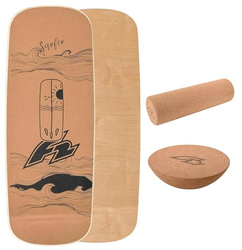 F2 Kork Balance Boards mit Korkrolle + Kork Halbkugel - Modell wählbar