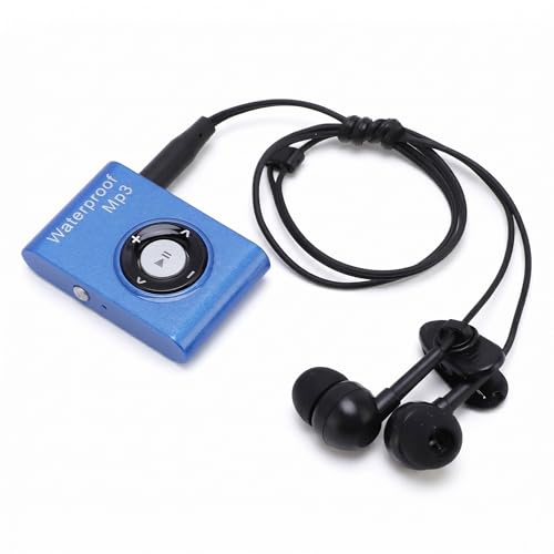 Bewinner 8 GB MP3 -Player Zum Schwimmen und Laufen, IPX8 wasserdichte Unterwassermusik Player, Multifunktional Clip MP3 mit Kopfhörer (Blue)