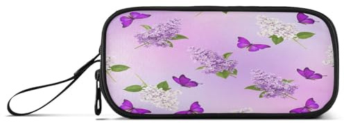 RPLIFE Lilac Flowers Purple Butterflies Pencil Case Pack, Large Capacity Pencil Pouch, Pencil Case Travel