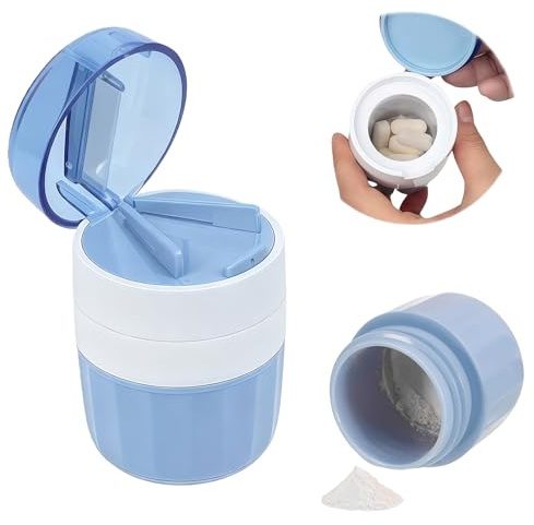 3 in 1 Tablettenmörser Pillenmörser Tabletten Zerkleinern mit Tablettenschneider, Tablettenteiler Pillenteiler Tabletten Zerkleinern mit Tablettenschneider Tablettenmühle mit Tablettenfach