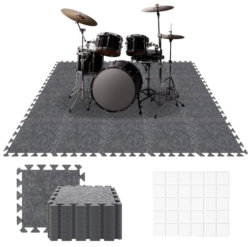 20 Stück Akustikplatten aus Polyester zur Schalldämmung, 30×30×0,9 cm Puzzlematte Akustikpaneele Schallschutz Schallabsorber für Tonstudio, Wohnzimmer, Gaming Deko, Kinderzimmer (Grau)