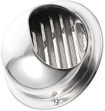 DEARMAMY Stainless Steel Flat Air Vent Hood Rain Protector for Ventilation Ducts Windproof and Exhaust Cover with Mesh Screen Easy Install for Pipe Round Wall Outlet for Residential and