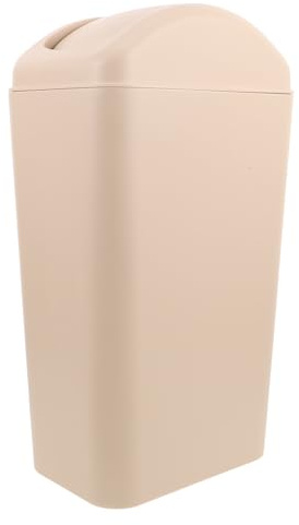 VALICLUD Papelera para Baño con Tapa Abatible Cubo de Basura Plástico Delgado de 8 Litros Color Caqui Ahorro de Espacio para Cocina y Dormitorio Contenedor Antiolor para Espacios