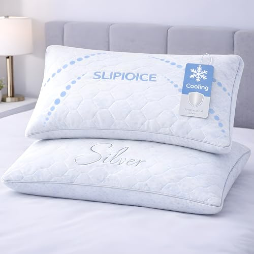 SLIPIO Premium Orthopädisches Kopfkissen 40 x 80 cm – Memory Ergonomisches Schlafkissen mit höhenverstellbarer Füllung, kühlendem Ice & antibakteriellem Silver