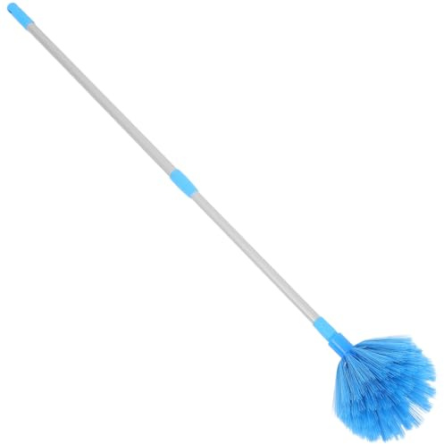 TOYANDONA Plumeau Extensible 1,4 M Bleu Clair pour Dépoussiérage, Brosse à Toile D’araignée Réutilisable avec Rallonge, Baguette à Poussière Légère pour Nettoyage Plafond et Ventilateur