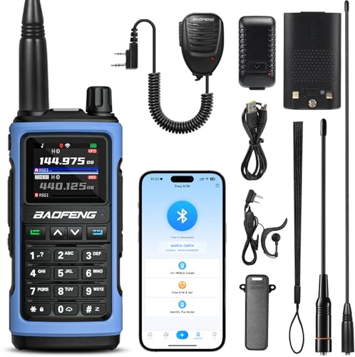 BAOFENG UV-7B Ricetrasmettitore Radioamatoriale Portatile, Programmazione Wireless APP e CHIRP, UHF/VHF, Ricezione Aviation/FM, 1000CH, Ricarica USB-C, Copia Frequenza, con Microfono e Antenna
