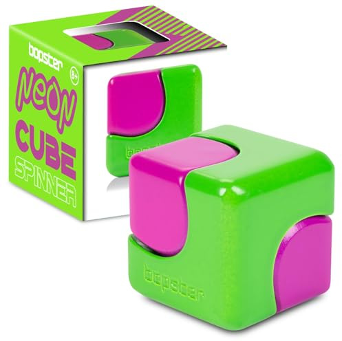 bopster Neon Cube Fidget Spinner Metal Sensory Desk Toy - Green | Premium quality, bright neon colour, ADHD, ADD & Autism friendly, pocket sized, durable construction, smooth spin, gift boxed