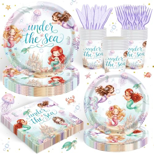120PCS Under the Sea Mermaid Party Decorations Set, Serve 20