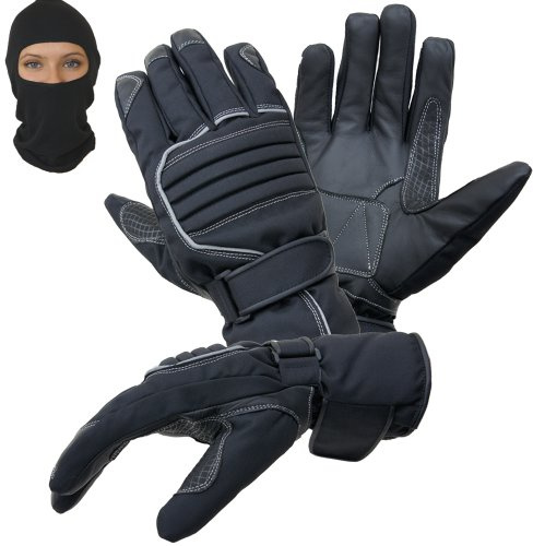 PROANTI Motorradhandschuhe Regen Winter Motorrad Handschuhe im Set mit Sturmhaube