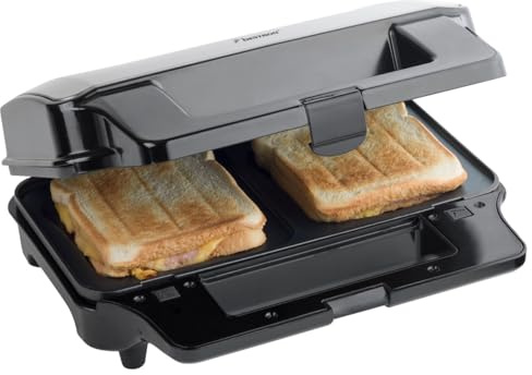 Bestron Parrilla Sandwichera 3 en 1, Revestimiento Antiadherente, 900 W, Negro