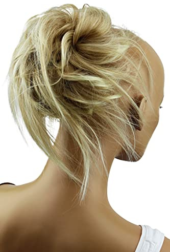 CAISHA Postizo Goma Para El Pelo Voluminosa Grande Desordenada Fibra Sintética Resistente Al Calor Mezcla De Rubios G11F