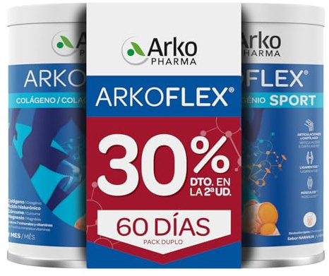 ARKOPHARMA Arkoflex Colágeno Sport Polvo, Pack 2 x 390 g, Sabor Naranja