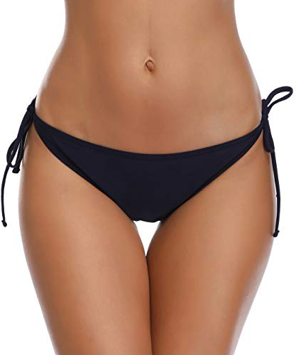 Lanmiya Women's Swim Bottom Tie Side Bikini Bottom Tankini Swimsuit Briefs(Black-S)