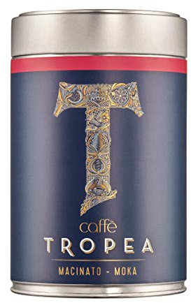 Caffè Tropea Ground Coffee for Moka Pot - Medium to Dark Roast Italian Espresso Coffee Ground - Robusta & Arabica Strong - 227g Tin Moka Grind